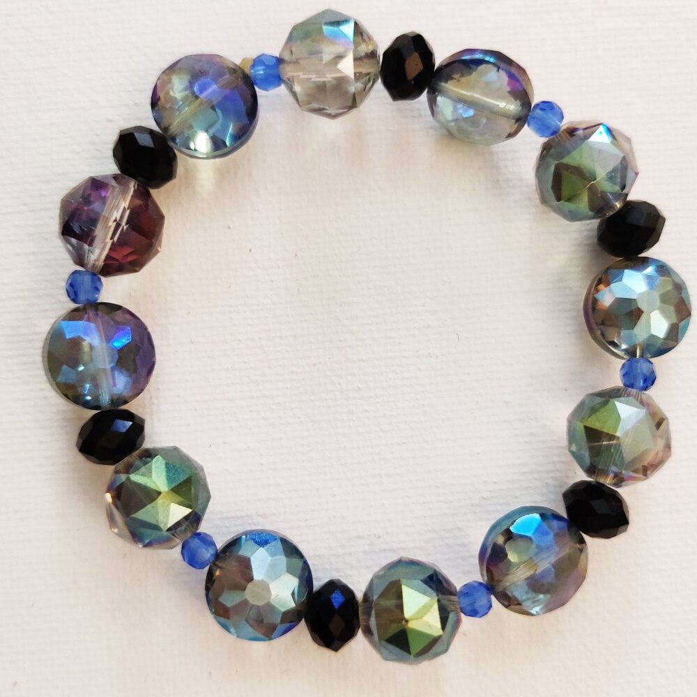 Handmade Aurora Borealis Crystal and glass bracelet